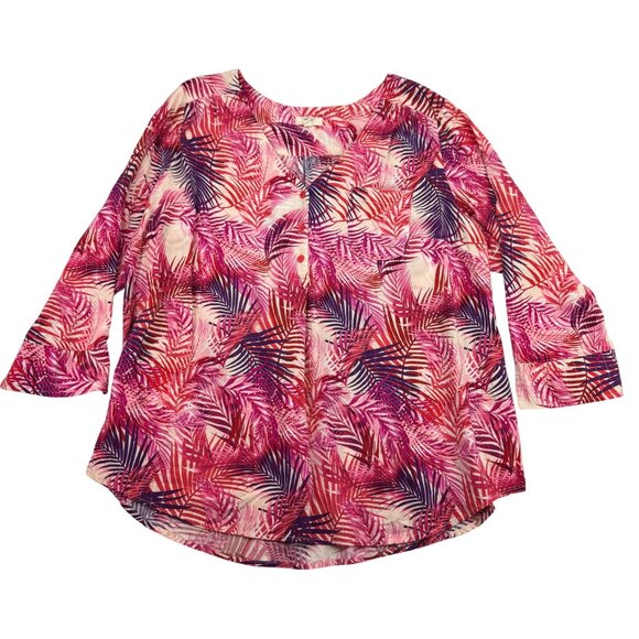 Como blu Tops - Como Blu Plus size Hot pink Multicolor Tropical print Blouse Women's size 3XL